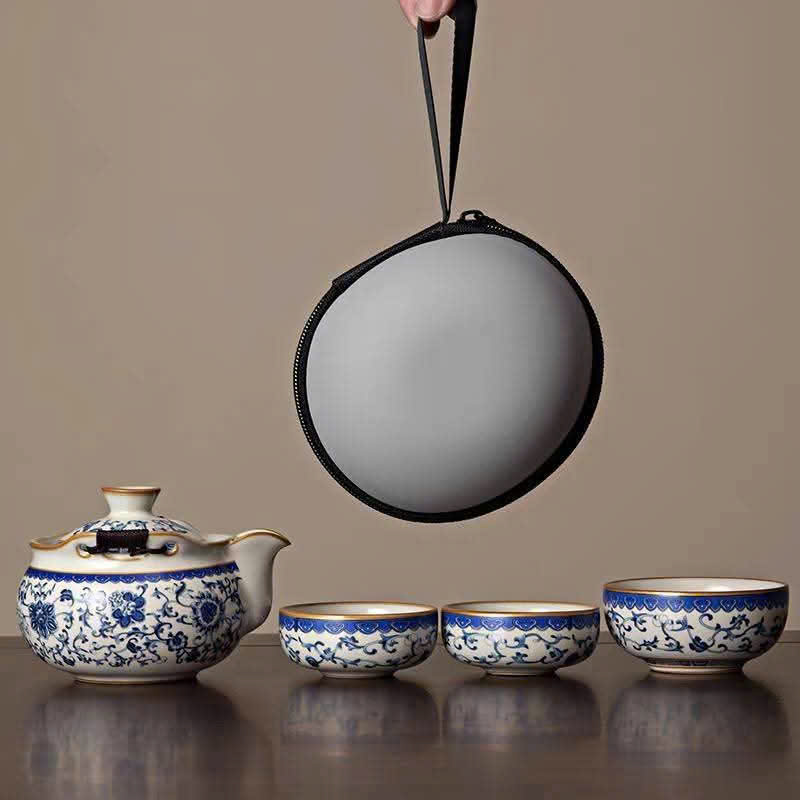 BỘ ẤM CHÉN DU LỊCH HOA SEN XANH
